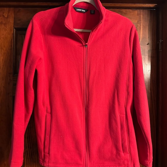 Lands' End Women's Red Fleece Jacket - Picture 4 of 4